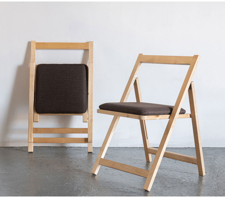 2脚セット 天然木 収納式 折りたたみチェア ゆったり座面 ダイニング