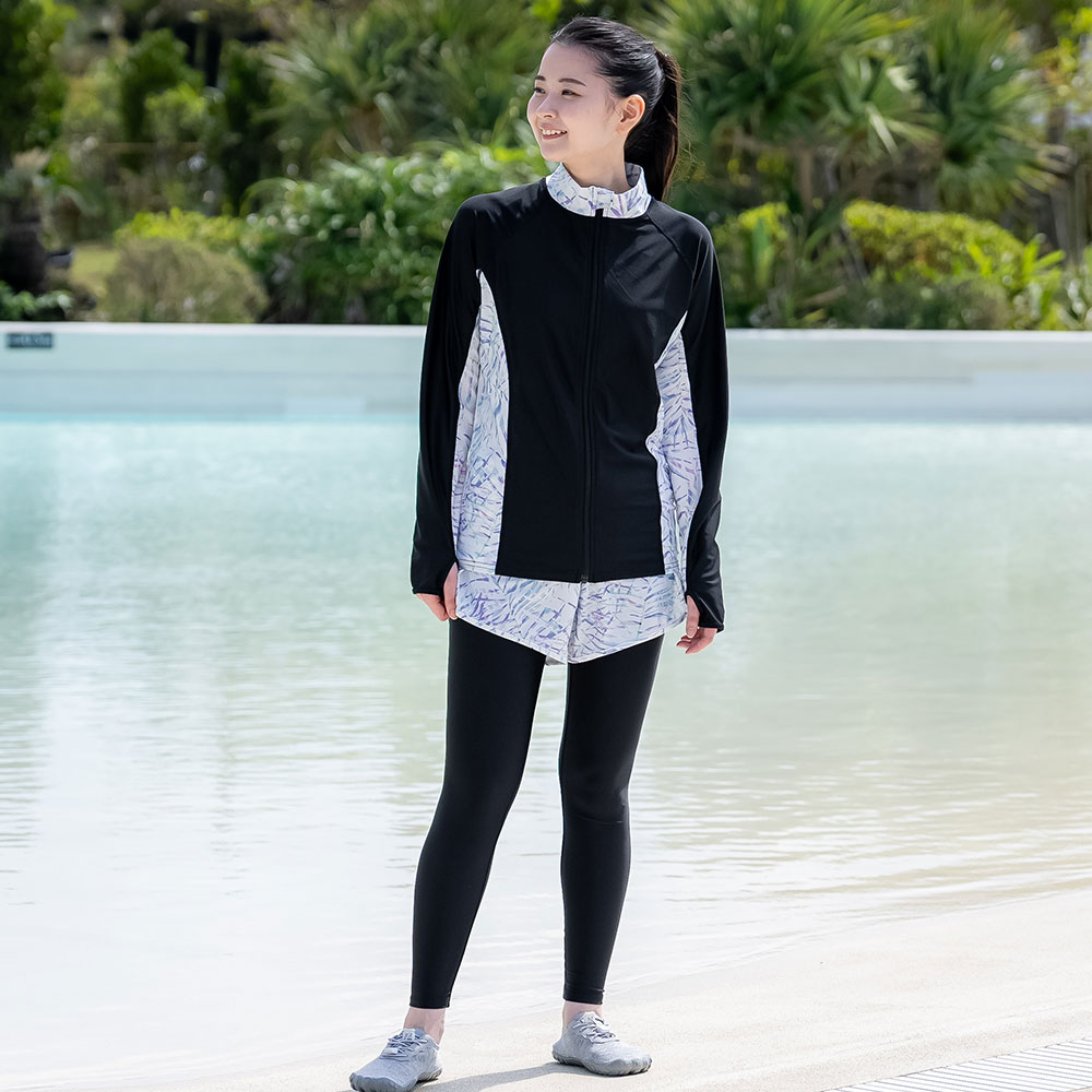 ラッシュガードセット 上下 レディース スタンドカラー セットアップ