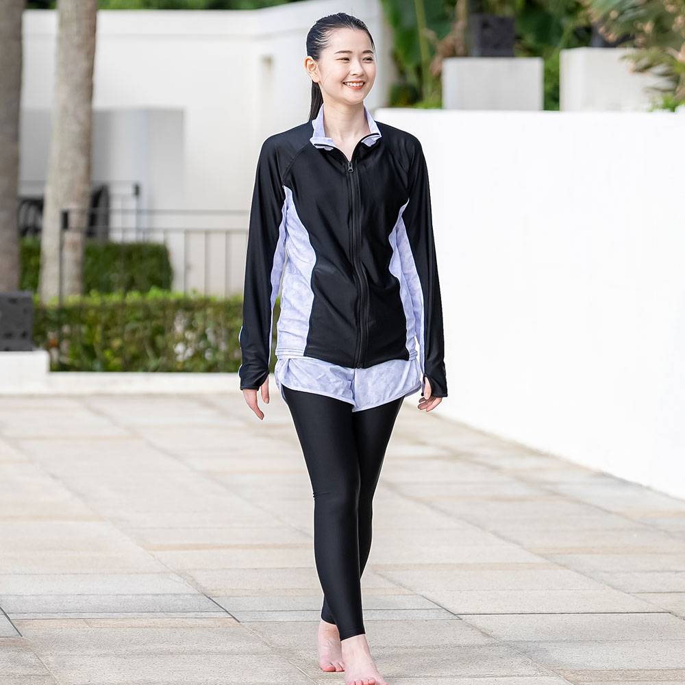 ラッシュガードセット 上下 レディース スタンドカラー セットアップ