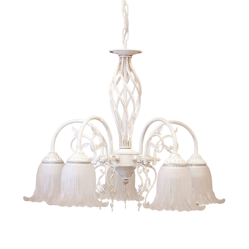 クラシカルシャンデリア 5灯 アンティーク レトロ ホワイト ゴールド