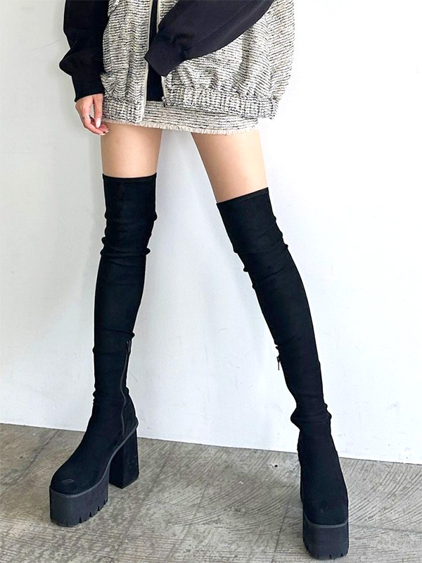 EMODA（エモダ） 厚底 ブーツ スクエア フィット ロング ブーツ