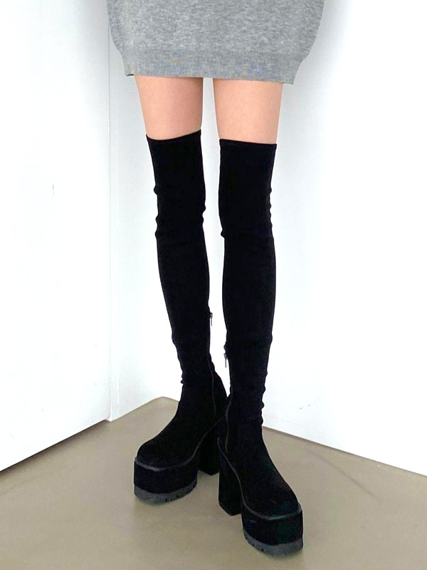 EMODA（エモダ） 厚底 ブーツ スクエア フィット ロング ブーツ