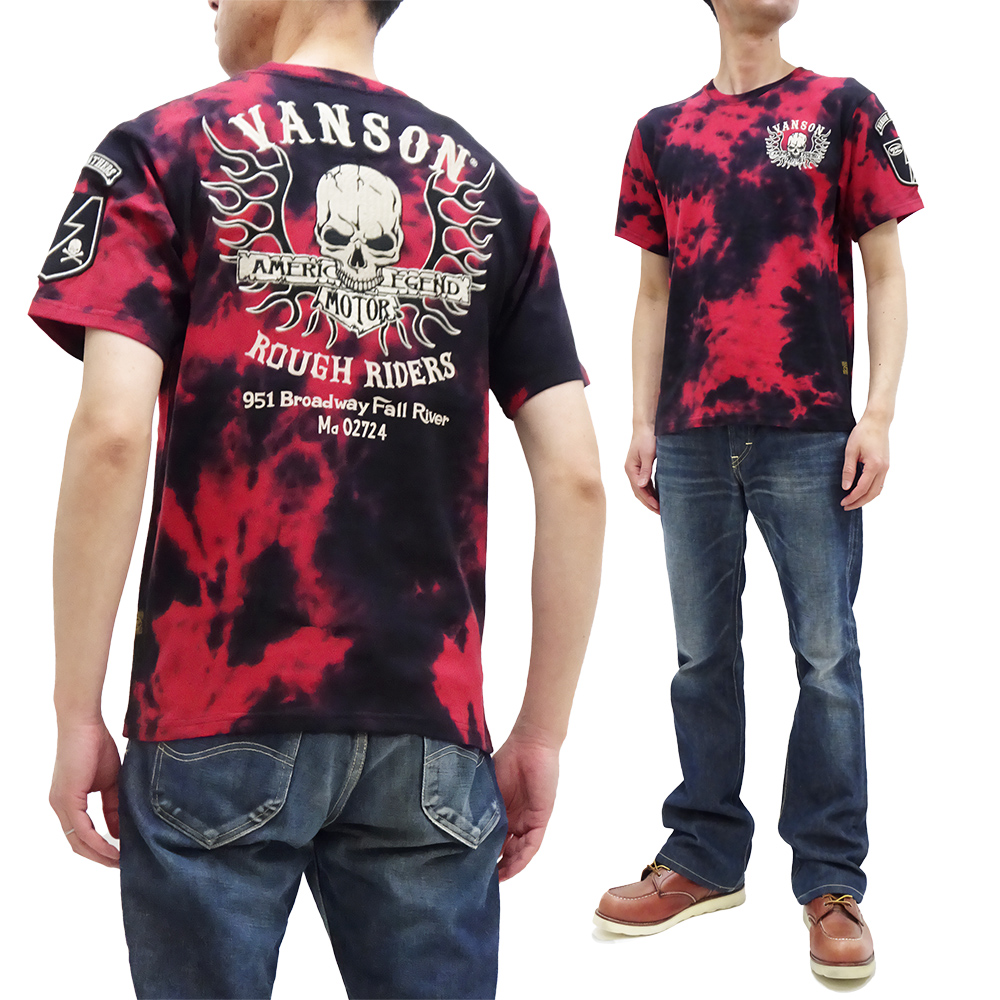 VANSON（バンソン） Tシャツ スカル ファイアーパータン 刺繍