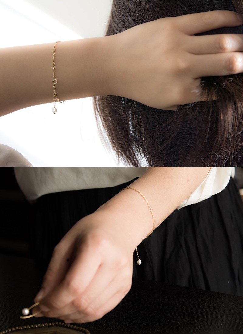 ブレスレット k18 パール 真珠 レディース スクリューチェーン