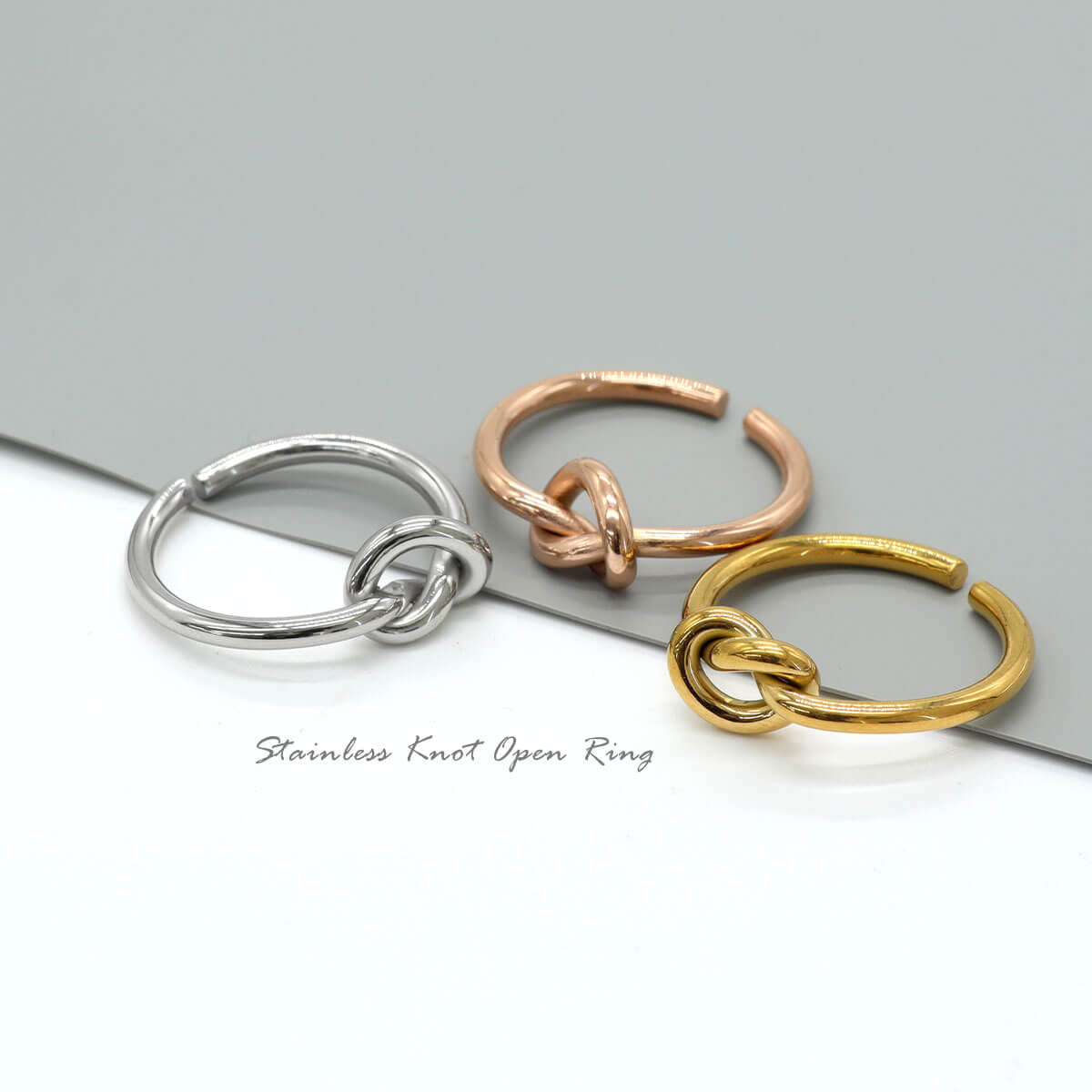 ROQUE（ロキ） ステンレス 結び目 オープンリング 9号 12号 14号 17号