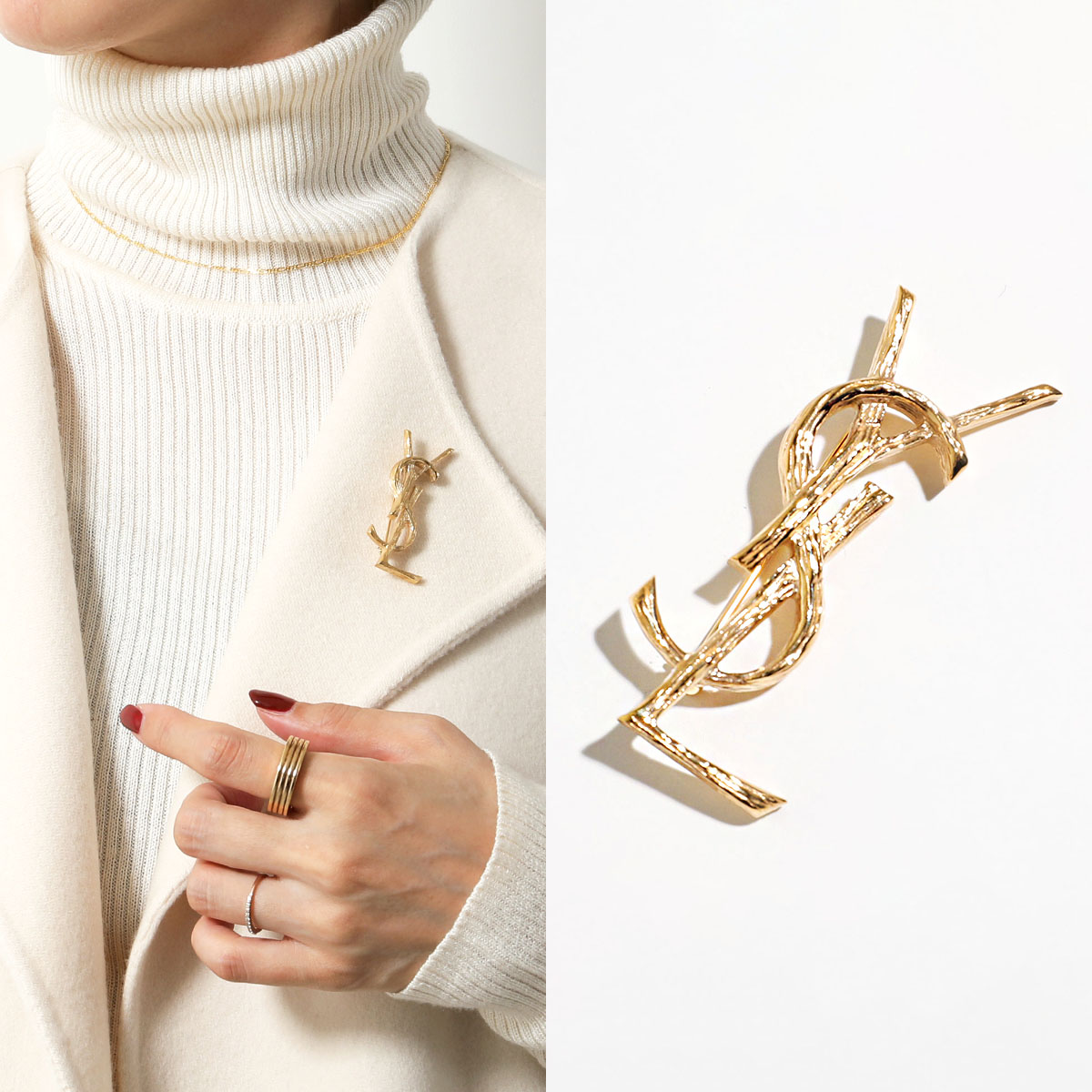 SAINT LAURENT サンローラン ブローチ CASSANDRE BROCHE カサンドラ