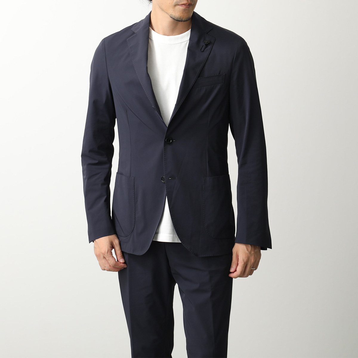 LARDINI ネイビー パッカブルセットアップ 48フラワーピン付き LARDINI