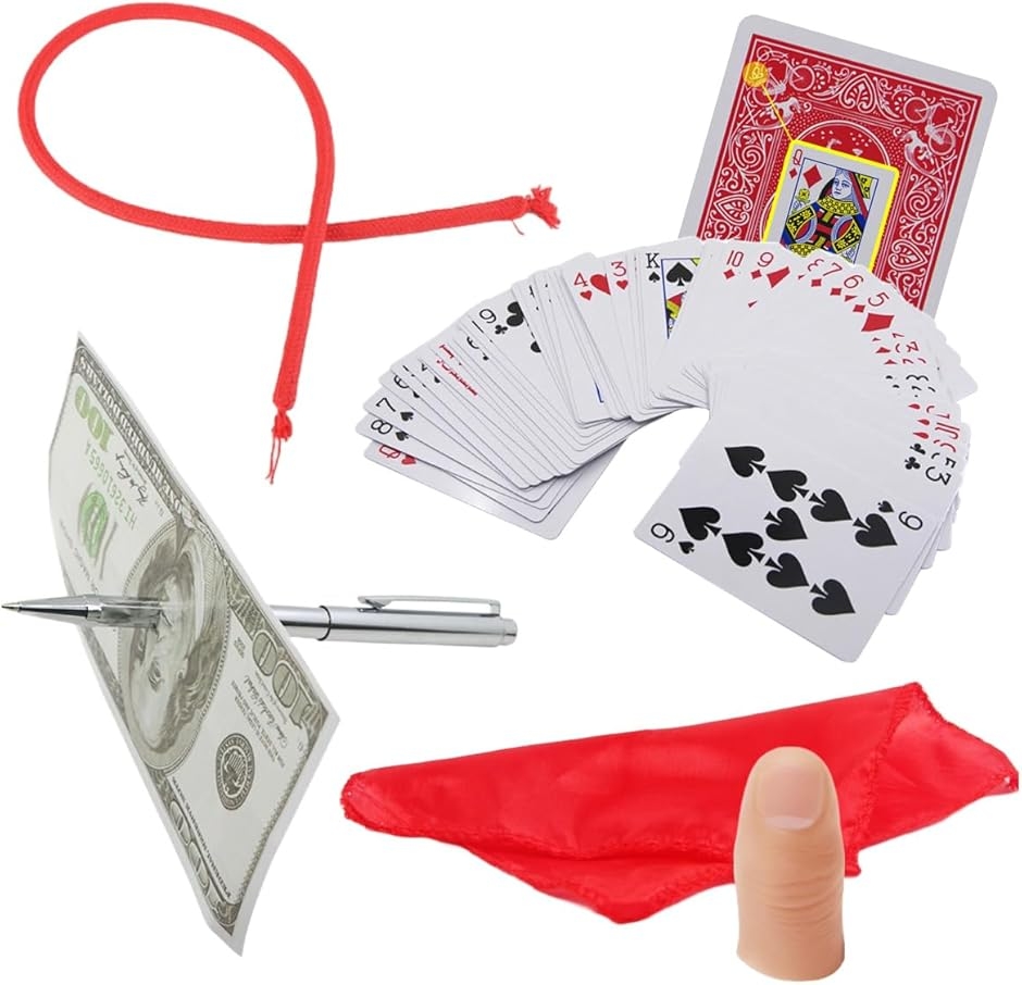 マジック トランプ ペン ハンカチ ロープ 消える 貫通 近景 手品 4点