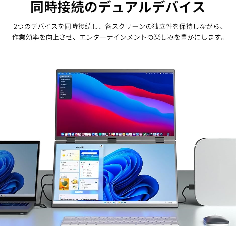 デュアル モバイルモニター 18.5インチ デュアルモニター 2画面 自立型