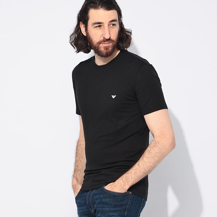 EMPORIO ARMANI エンポリオアルマーニ 半袖 Tシャツ メンズ ロゴ リブ