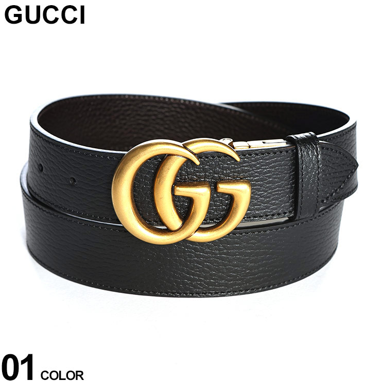 Gucci/グッチ】箱&ポーチ付き ダブルG スリムベルト ゴールド レザー
