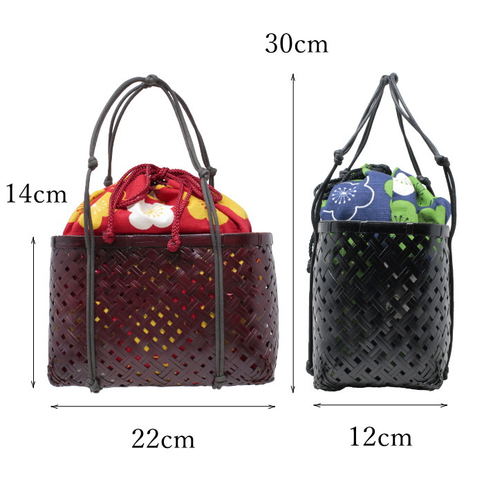 浴衣 かごバッグ レディース 14 巾着柄が選べます ゆかた 竹籠 巾着