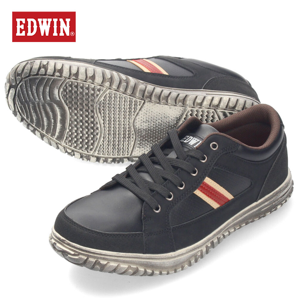 EDWIN（エドウィン） 爆買 メンズ スニーカー 黒 防水 軽量 靴 EDM-644