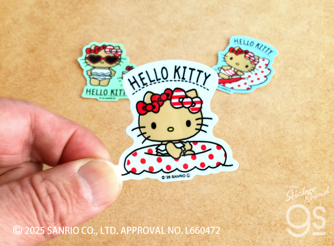 全6種セット 日焼けハローキティ ダイカットミニステッカー 夏 海