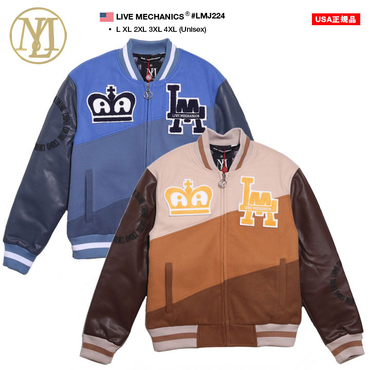 LIVE MECHANICS アウター 長袖 スタジャン ブルゾン 大きいサイズ