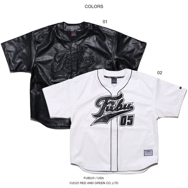 FUBU（フブ） ベースボールシャツ 半袖 レザー 野球 ゲームシャツ