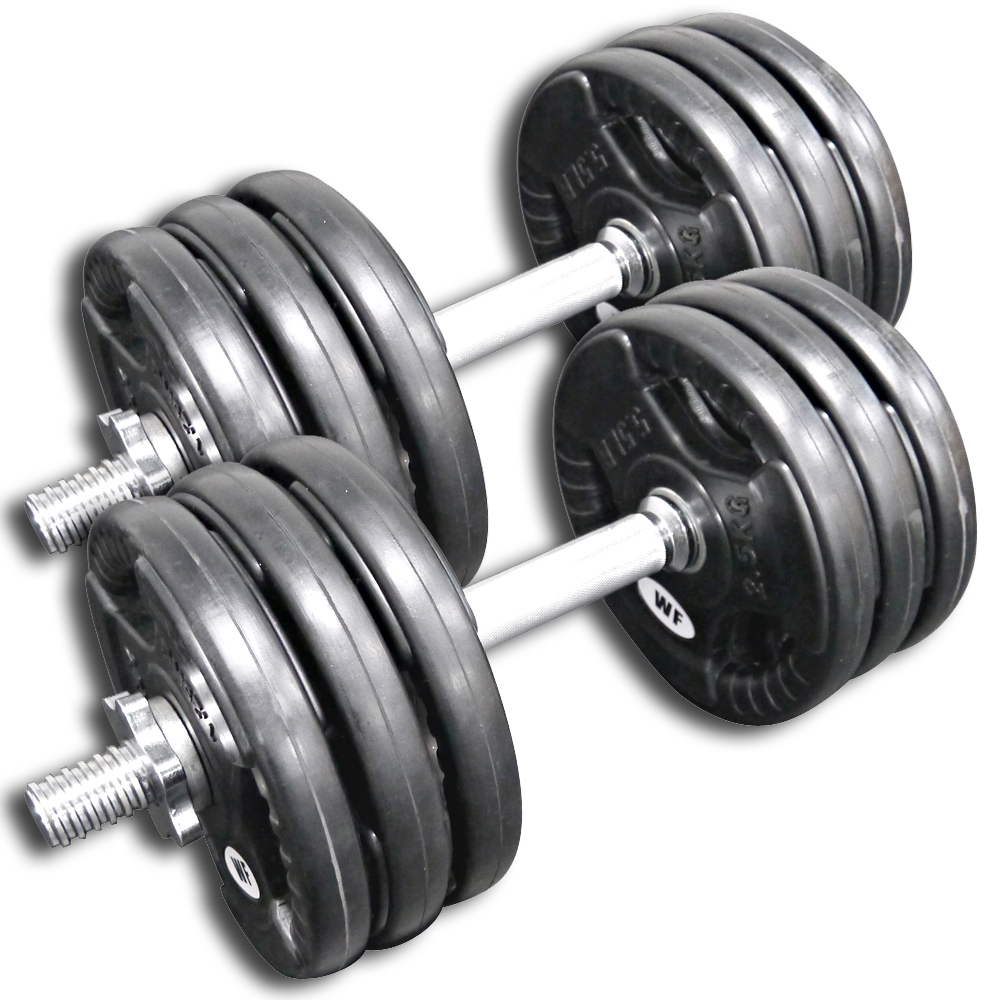 WILD FIT（ワイルドフィット） ダンベルセット 30kg 黒ラバー / 筋トレ