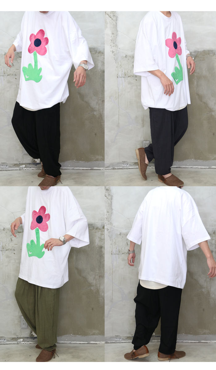 花柄ビッグTシャツ [M便 1/1] トップス メンズ 花柄Tシャツ ビッグt