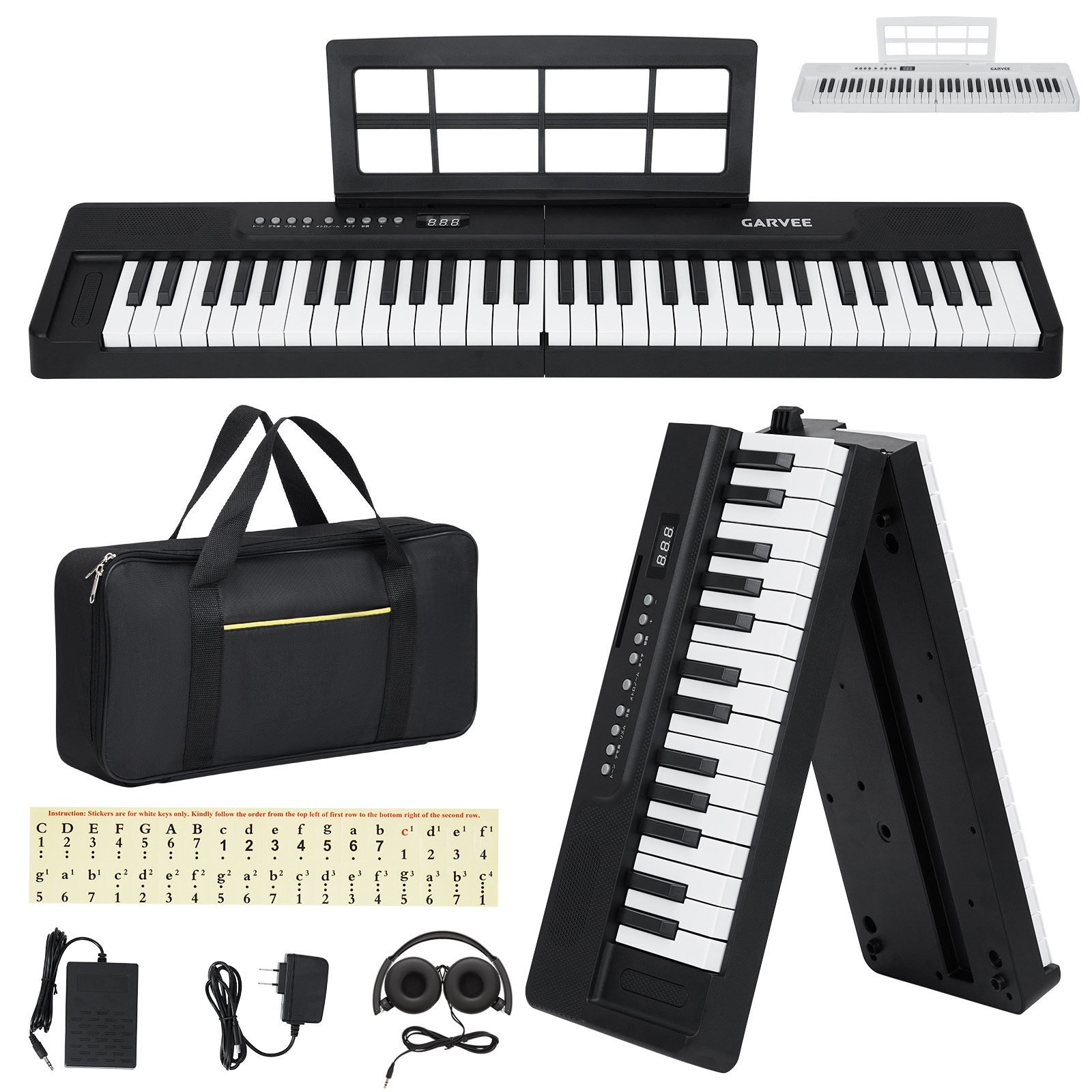 電子ピアノ 折りたたみ 61鍵盤 日本語操作ボタン キーボード ピアノ