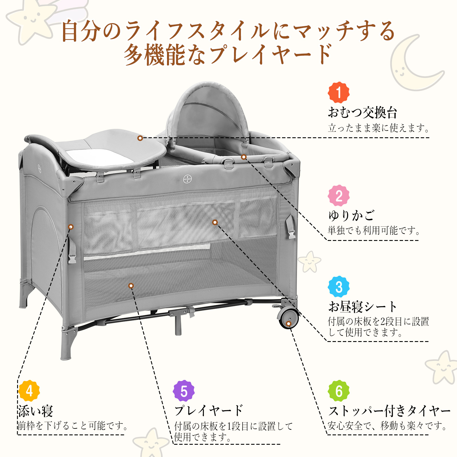 爆買 ベビーベッド 折りたたみ 添い寝 ベビーサークル おむつ交換台