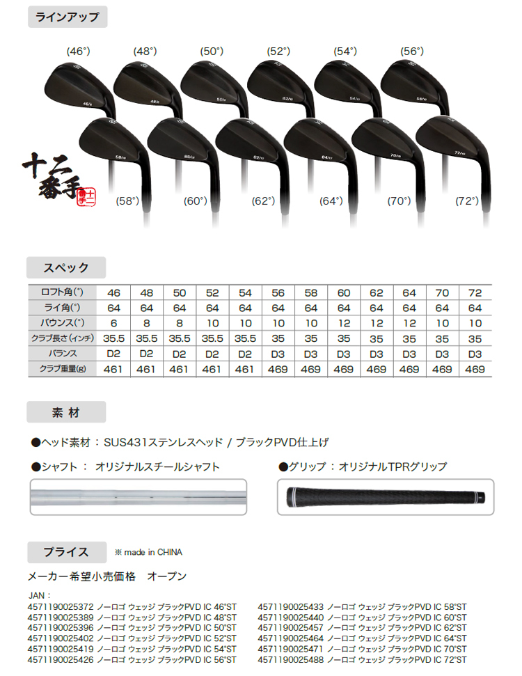 無刻印 ウェッジ ブラックエディション ゴルフクラブ 新溝 ルール適合