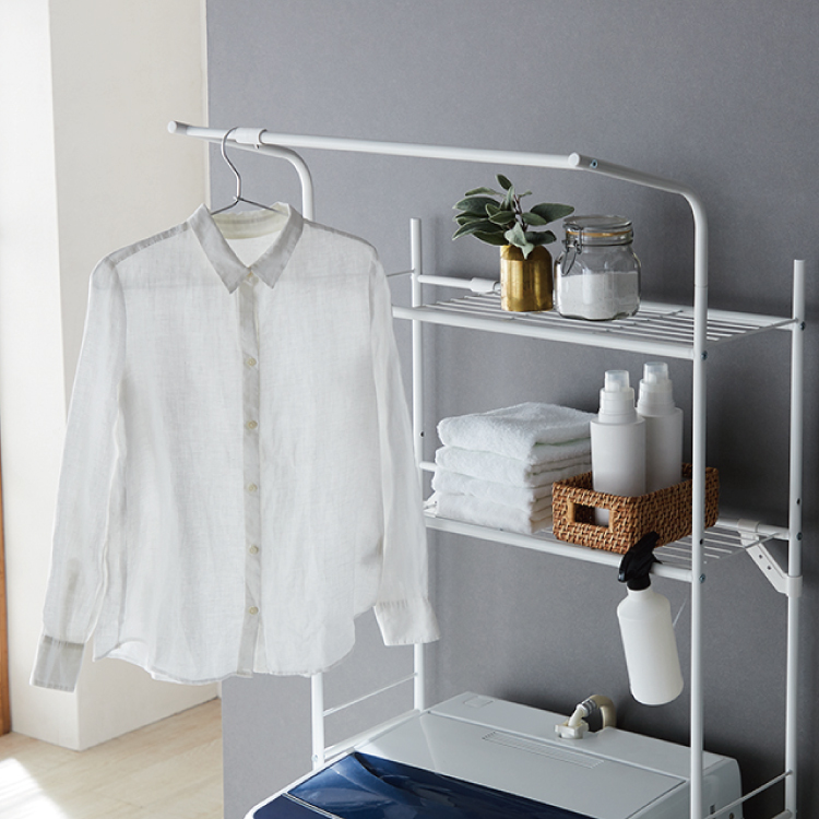 ランドリーラック 洗濯機ラック 洗濯機棚 ランドリー収納 2段 伸縮