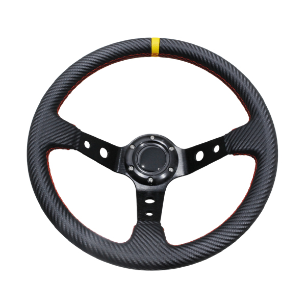 モモ形状 MOMO ディープコーン 競技用 ステアリング カーボン柄 レッド