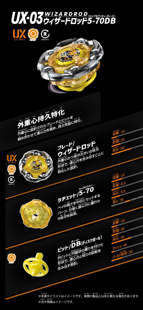 ベイブレードX BEYBLADE X UX-03 ブースター ウィザードロッド5-70DB