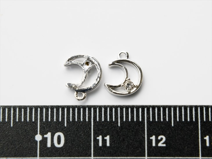 チャーム ミニ 月 ストーン付 一粒 アクセサリー パーツ シルバー 9.5