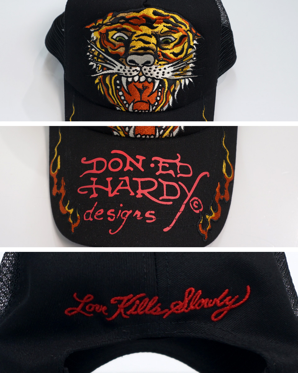 Ed Hardy（エド・ハーディー） タイガー刺繍 メッシュキャップ 帽子