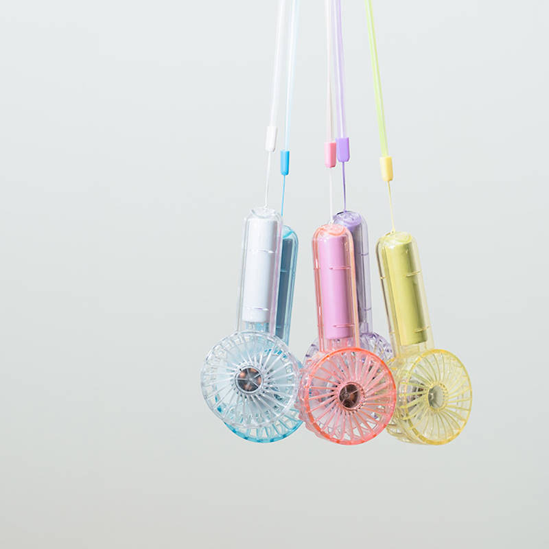 ハンディファン ミニクリアファン LEDライト付 3段階風量+リズム風