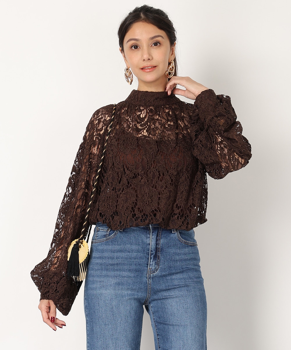 プチハイネックレースブラウス