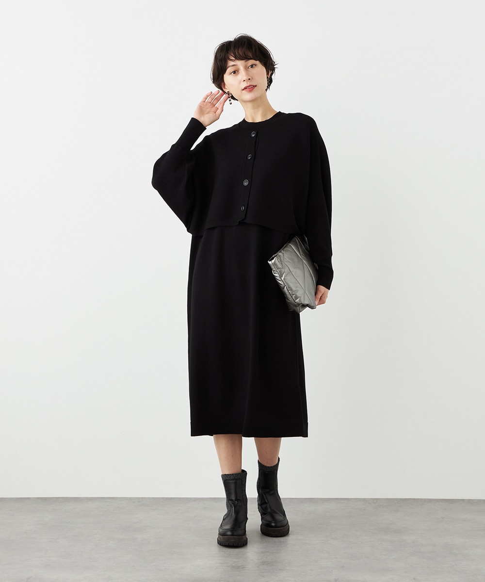 カーディガン付きニットワンピース