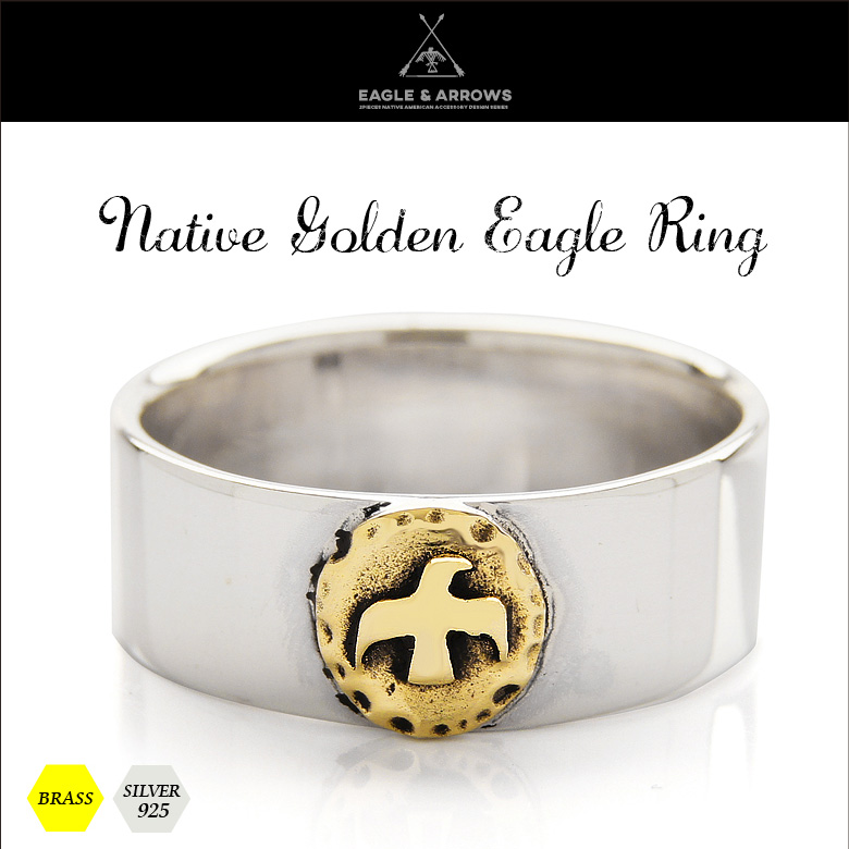 ネイティブ シルバーアクセサリー リング 平打ちリング イーグル