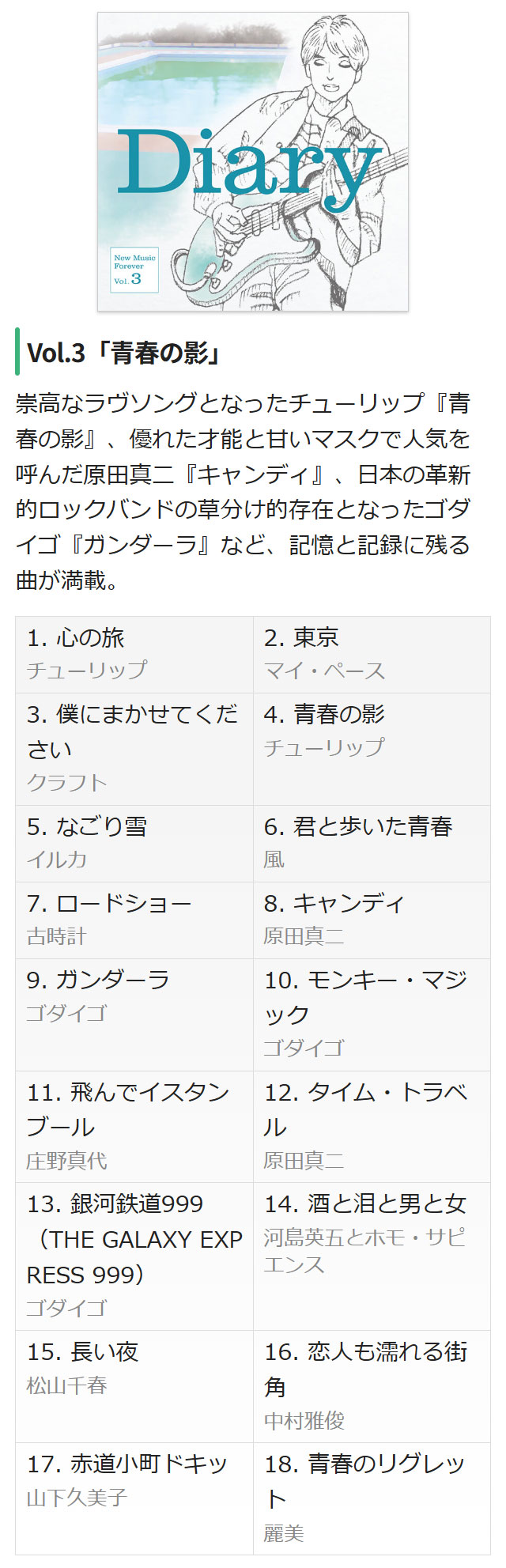 永遠のニューミュージック大全集〜Diary〜 CD全10巻170曲 : ユーキャン