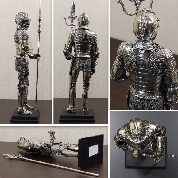 鉄仮面のナイト カヴァリエーレ 4 騎士の置物 飾り シルバー オブジェ