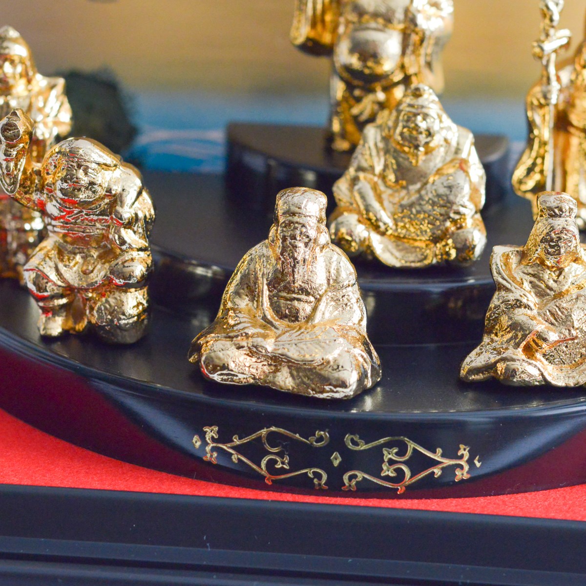 七福神 純金メッキ ( あすつく 木札名入れ有料 退職祝い 定年 恵比寿