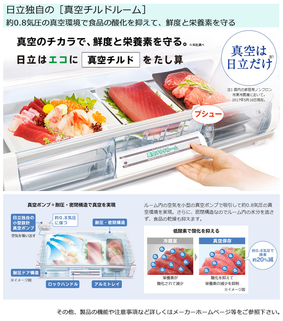 真空チルド 中古/屋内搬入付き 日立 3ドア冷蔵庫 315L 60日保証 R