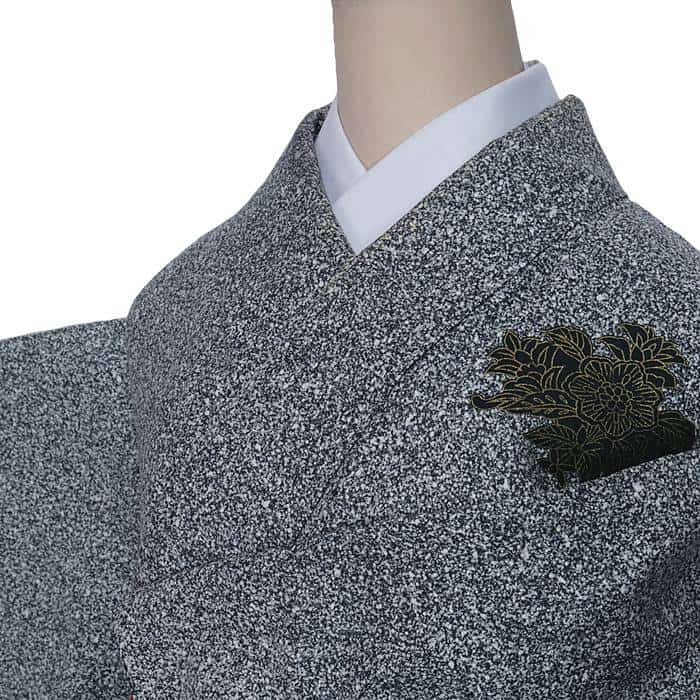 リサイクル訪問着袷 友禅染め 黒 モダン たたき染め 身丈155cm 裄63cm