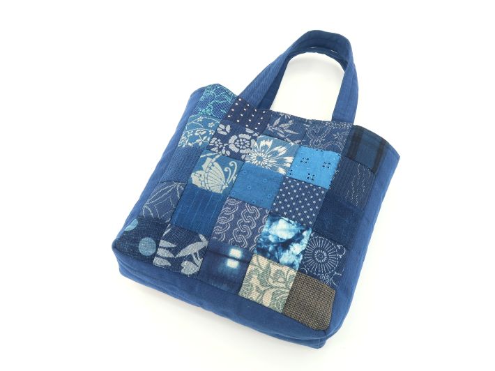 藍染 阿波しじら織 パッチワークバッグ (メーカー名：藍染工房こだわり