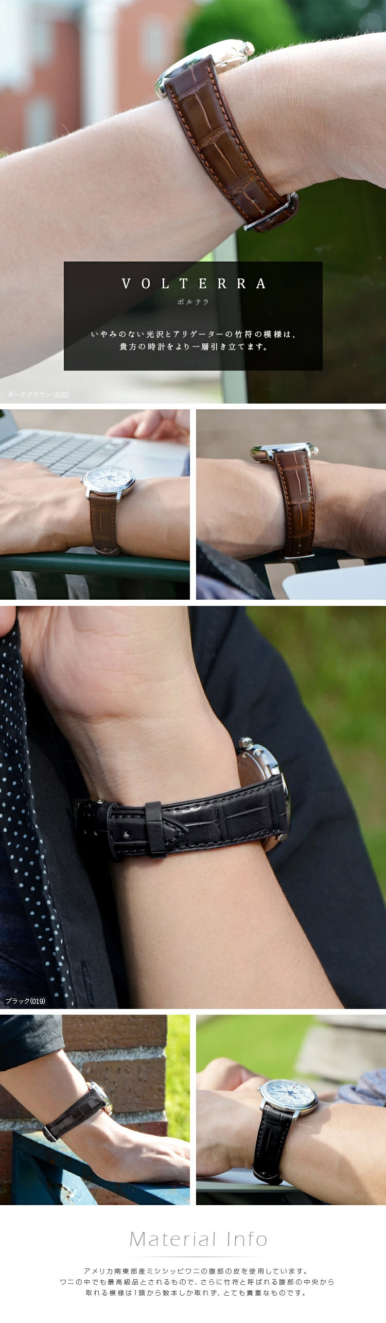 MORELLATO（モレラート） 時計ベルト アリゲーター ワニ革 VOLTERRA