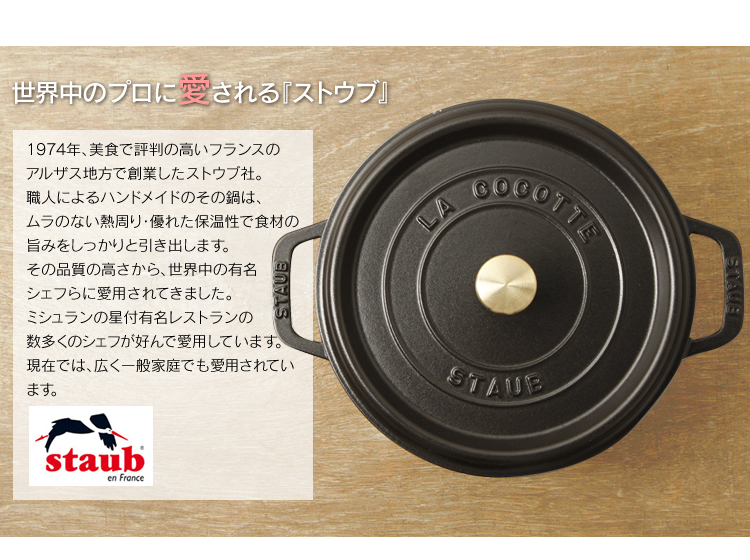 Staub（ストウブ） 【並行輸入品】 鍋 22cm 両手鍋 ストウブ鍋 無水鍋