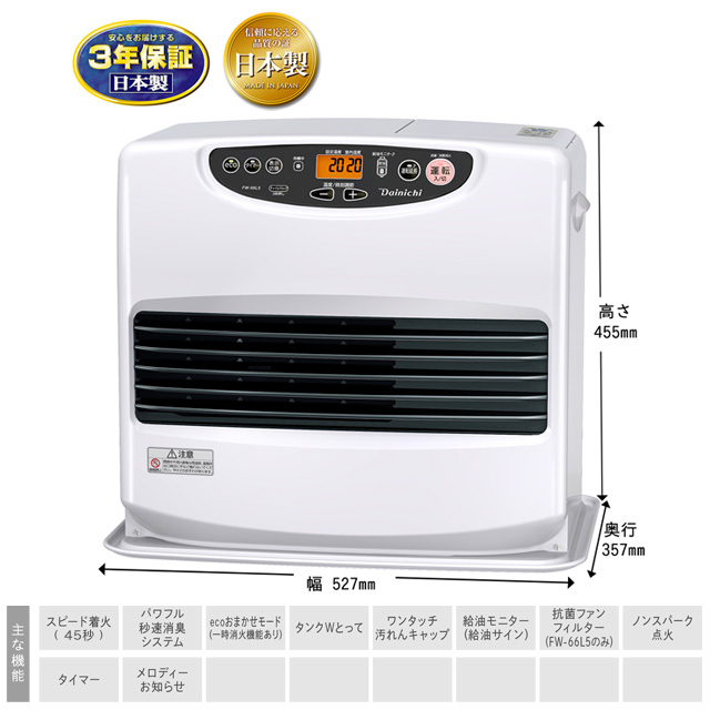 メーカー在庫あり】Lタイプ ヒーター・ストーブ 木造17畳まで コンクリ