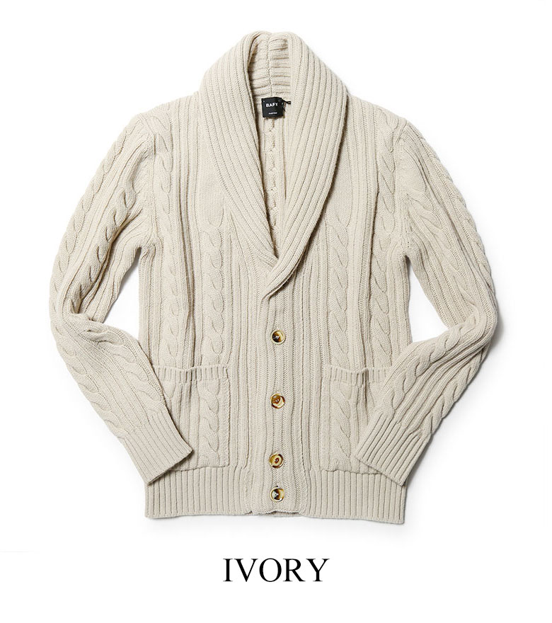BAFY（バフィー） ケーブルニット カーディガン ショールカラー