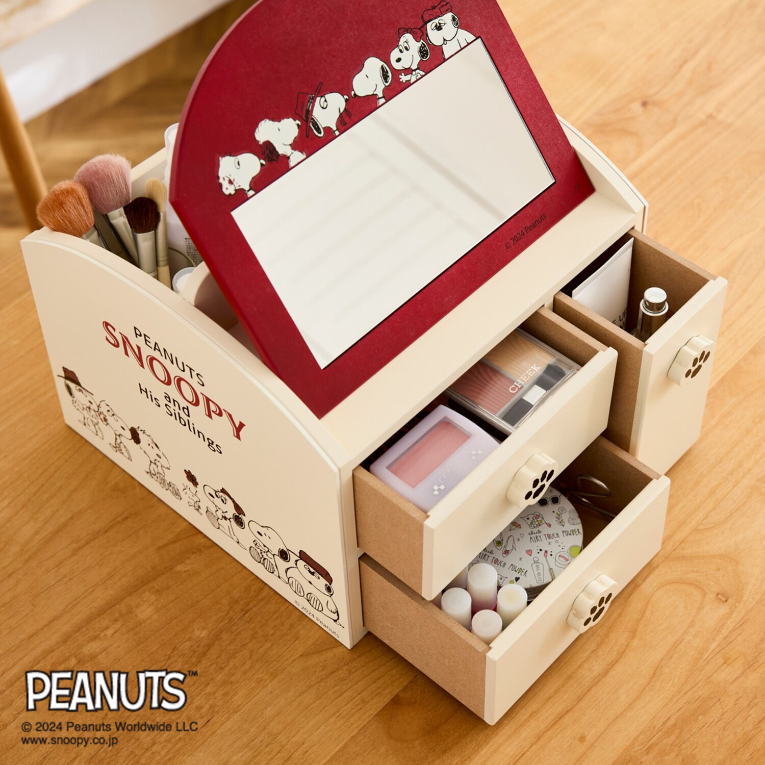 ベルメゾン PEANUTS 卓上メイク収納ボックス「スヌーピー」:ベルメゾン