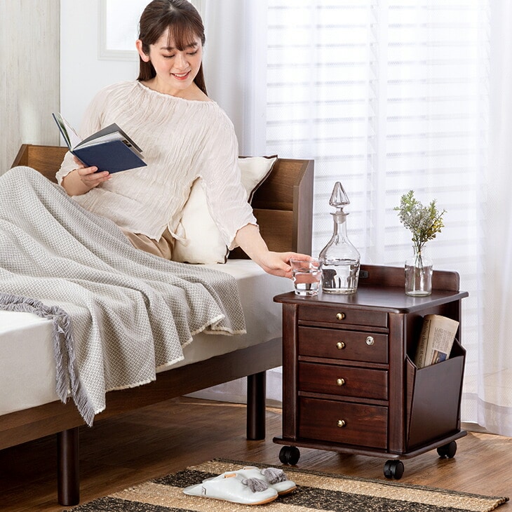 サイドテーブル ベッドサイドテーブル [ダークブラウン]ナイトテーブル