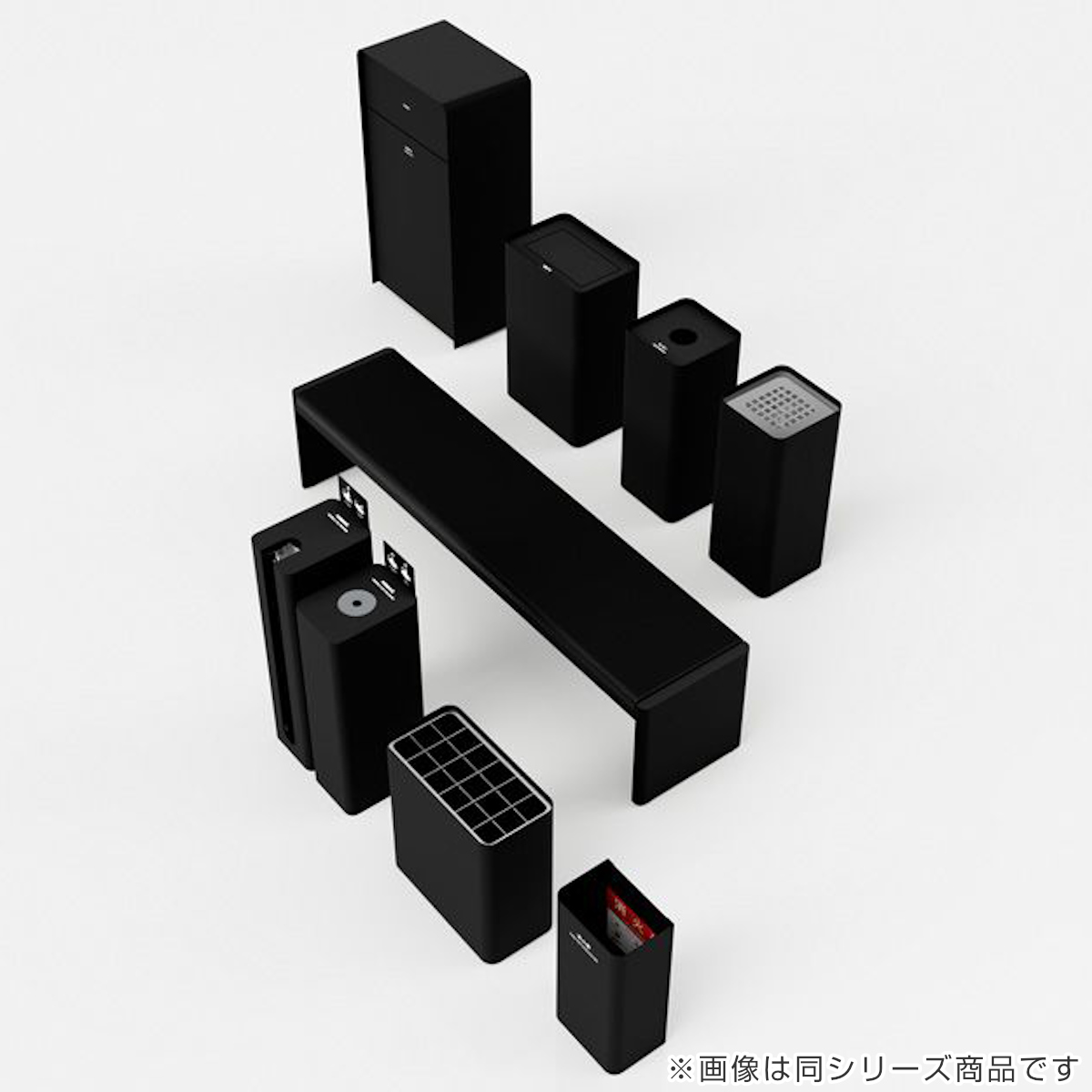 屋内用ゴミ箱 44L 角穴蓋 ブラック色 業務用ダストボックス 屑S・屑入