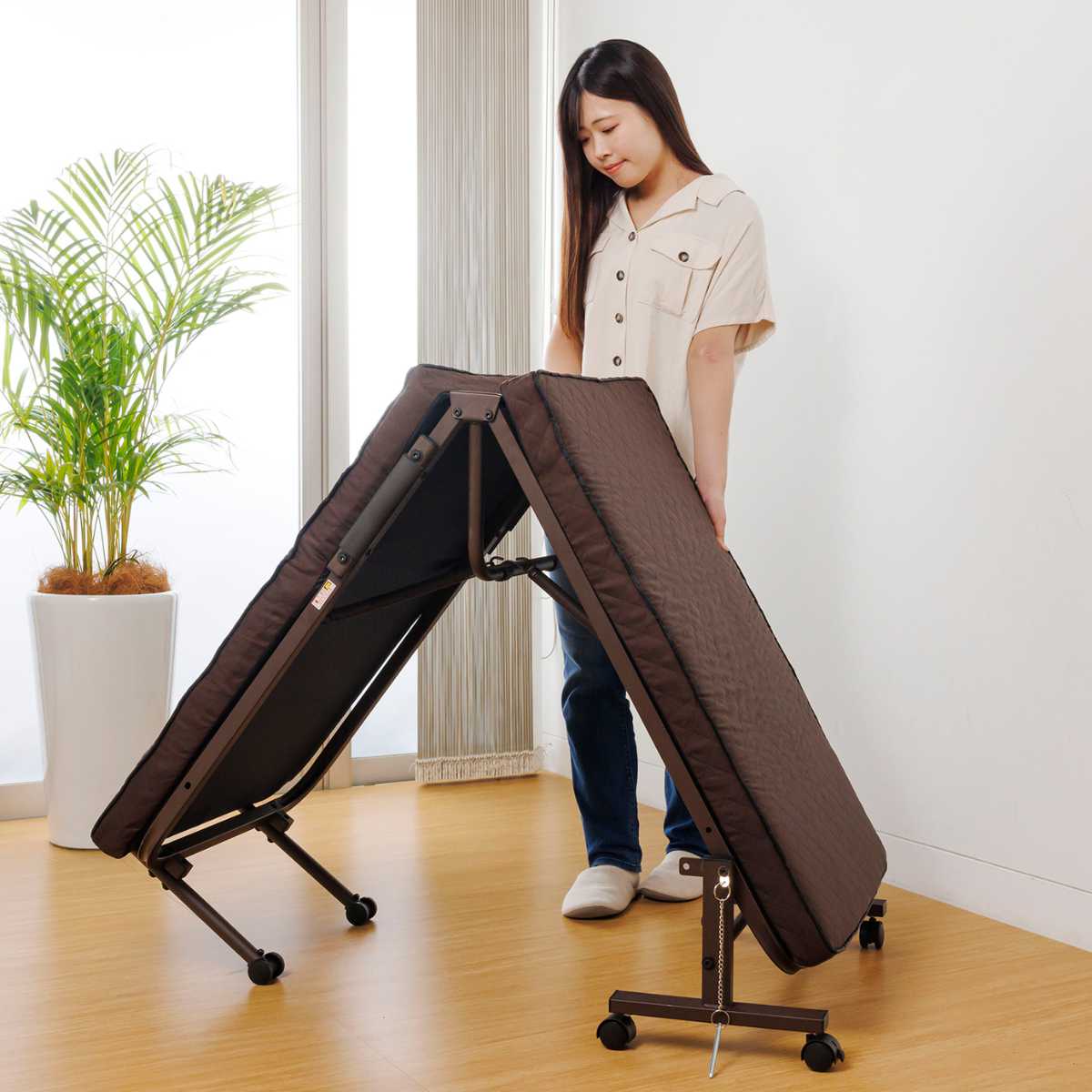 折りたたみベッド 幅65cm 14段階リクライニング コンパクト