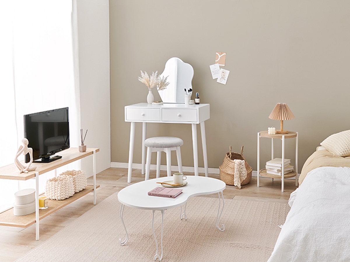 ドレッサー デスク スツール付き コンパクト （ 鏡台 椅子 セット