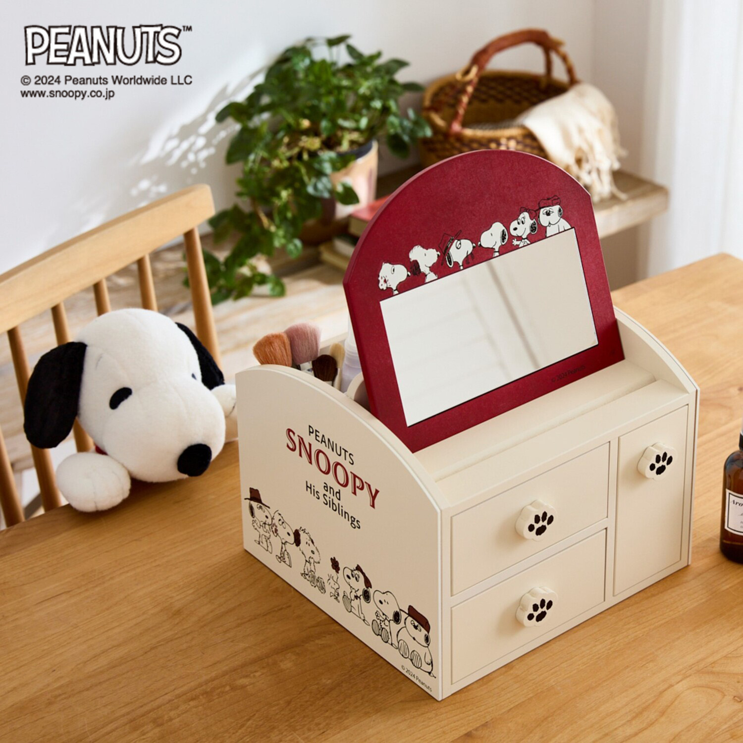 ベルメゾン PEANUTS 卓上メイク収納ボックス「スヌーピー」:ベルメゾン